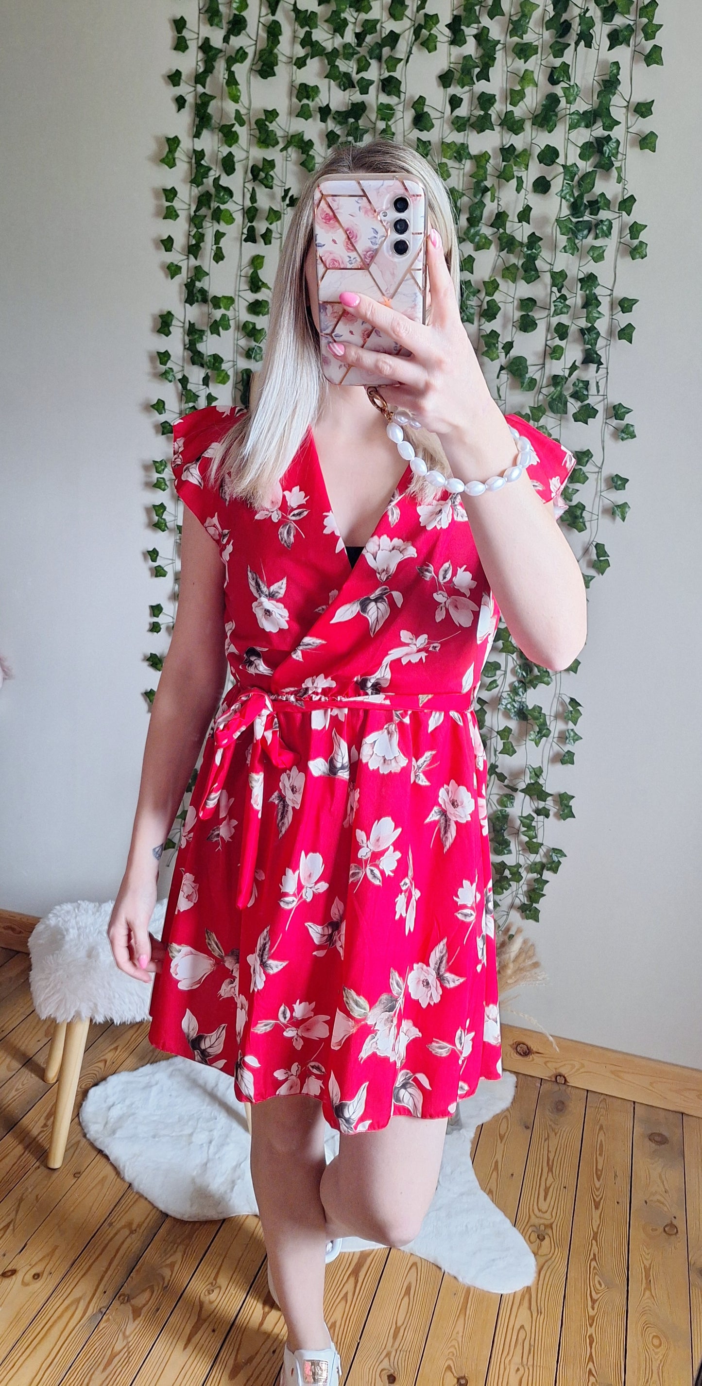 Robe à fleurs | Rouge