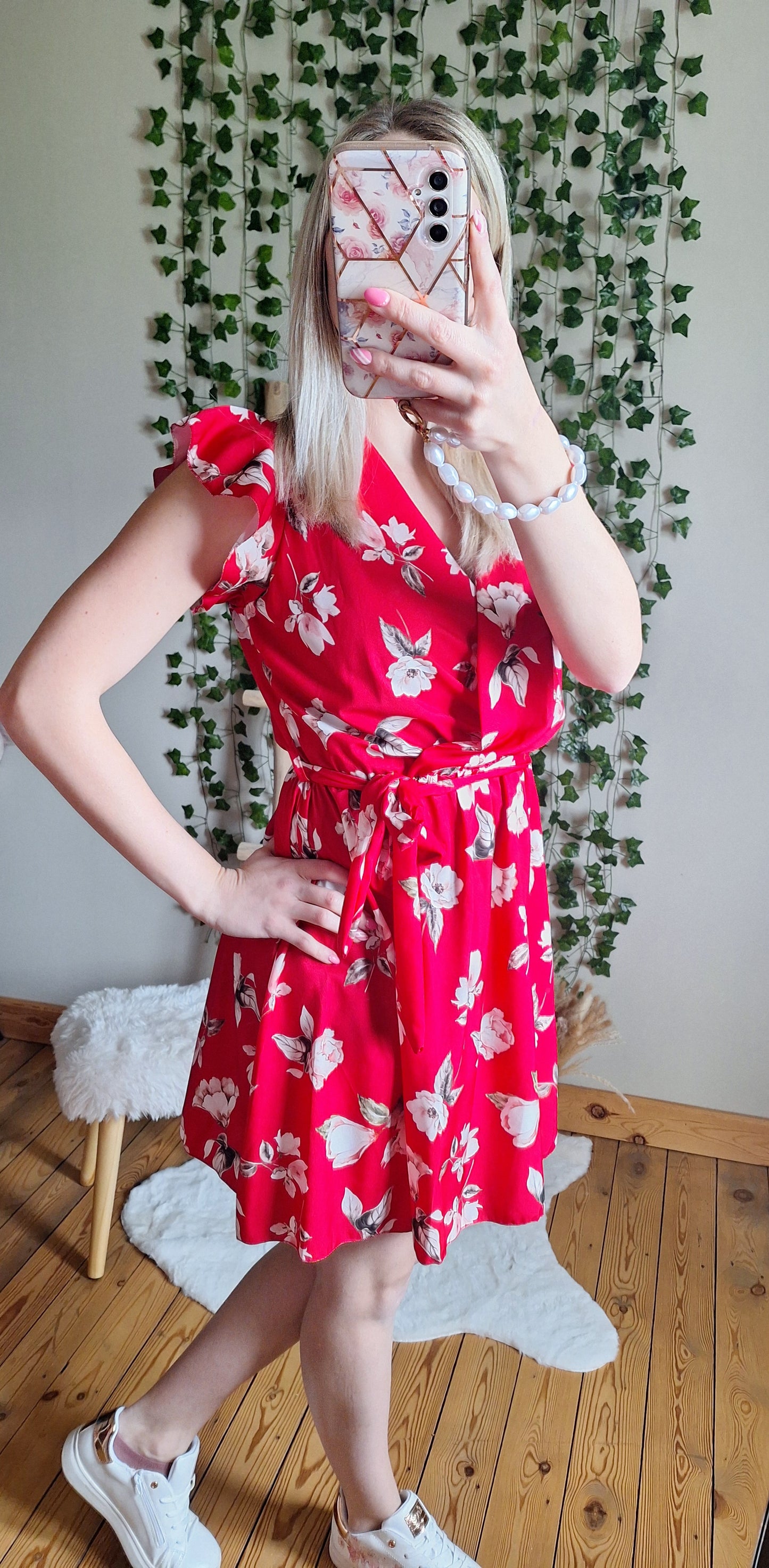 Robe à fleurs | Rouge