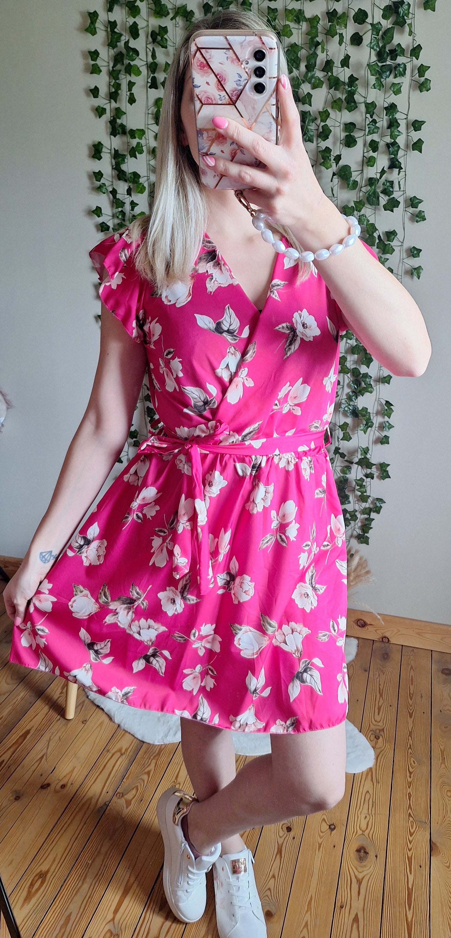 Robe à fleurs | Fuchsia