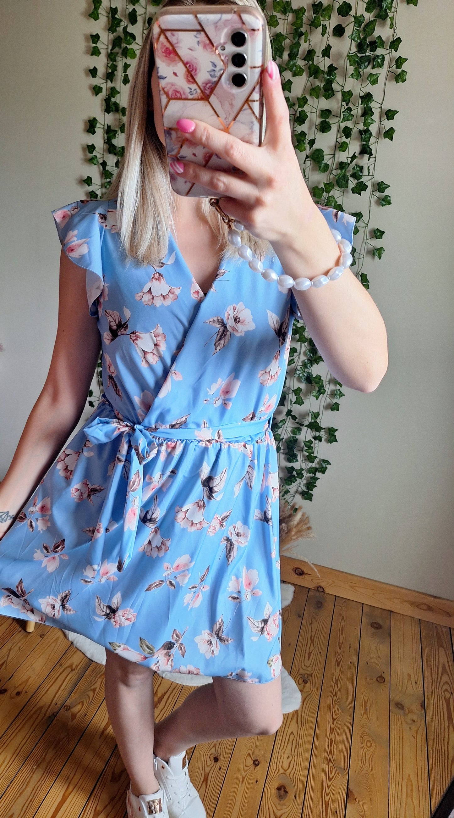 Robe à fleurs | Bleu ciel