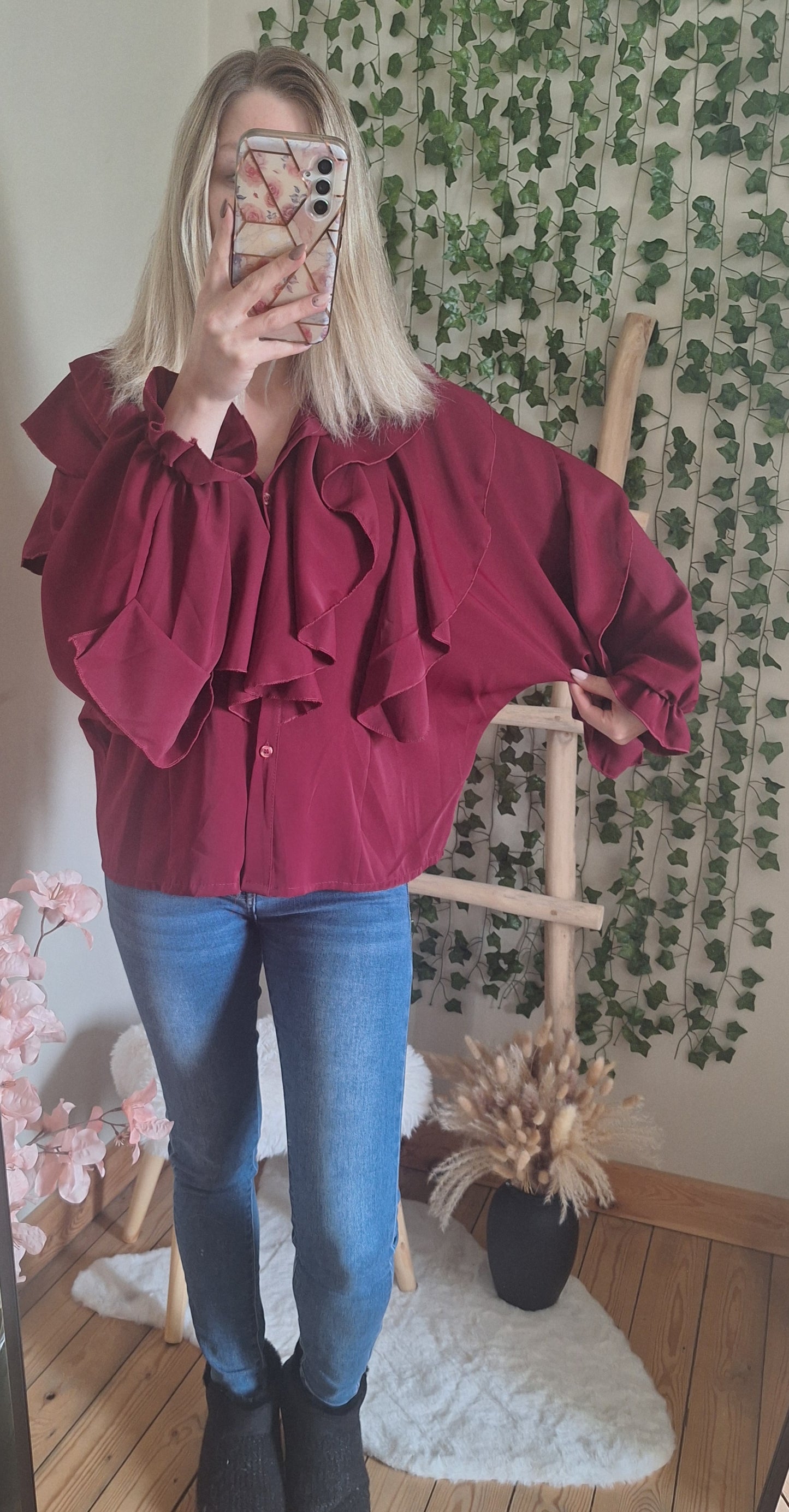 Chiara Ruffle Blouse | Bordeaux