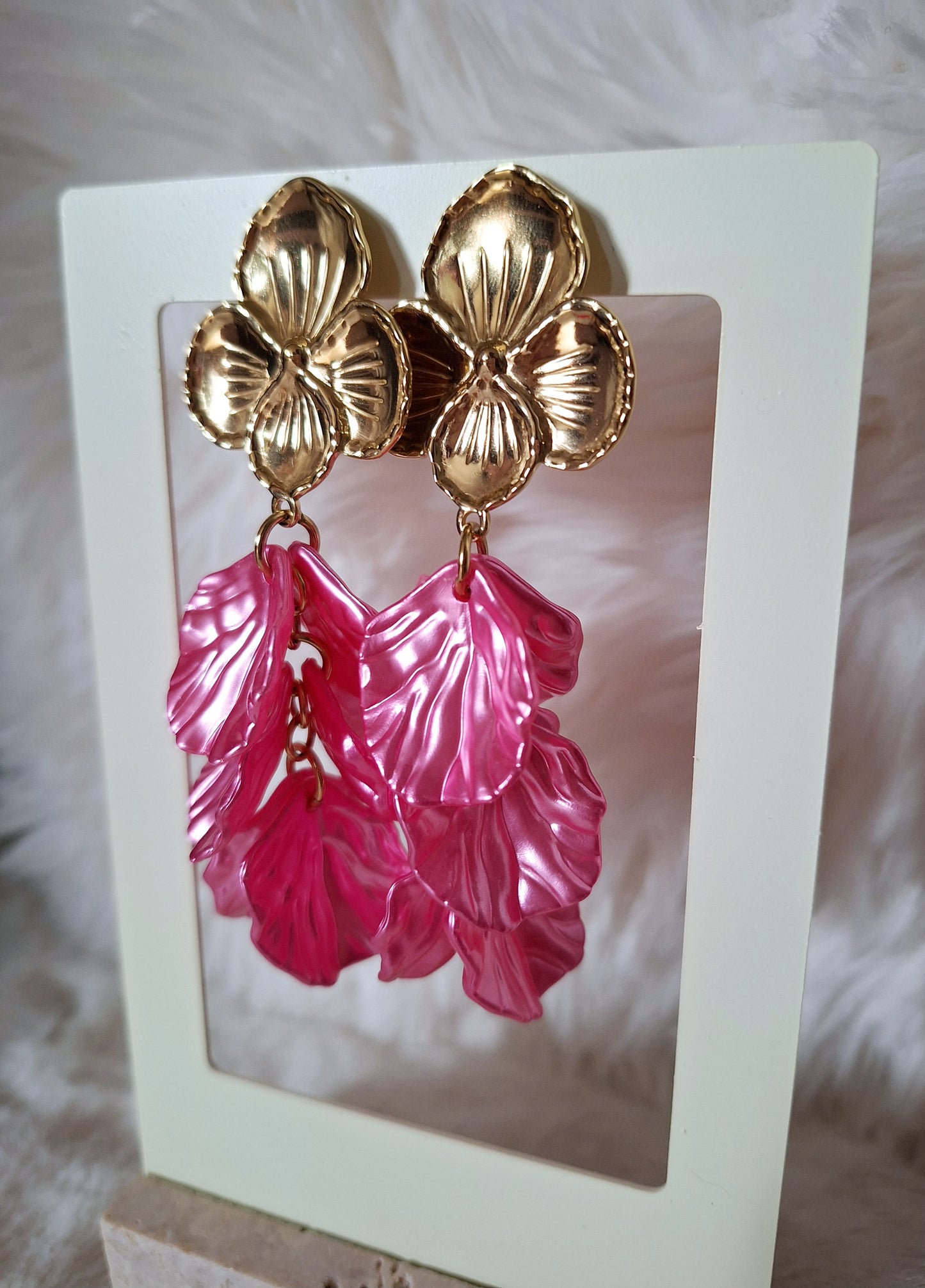 Bloemen Oorbellen | Fushia