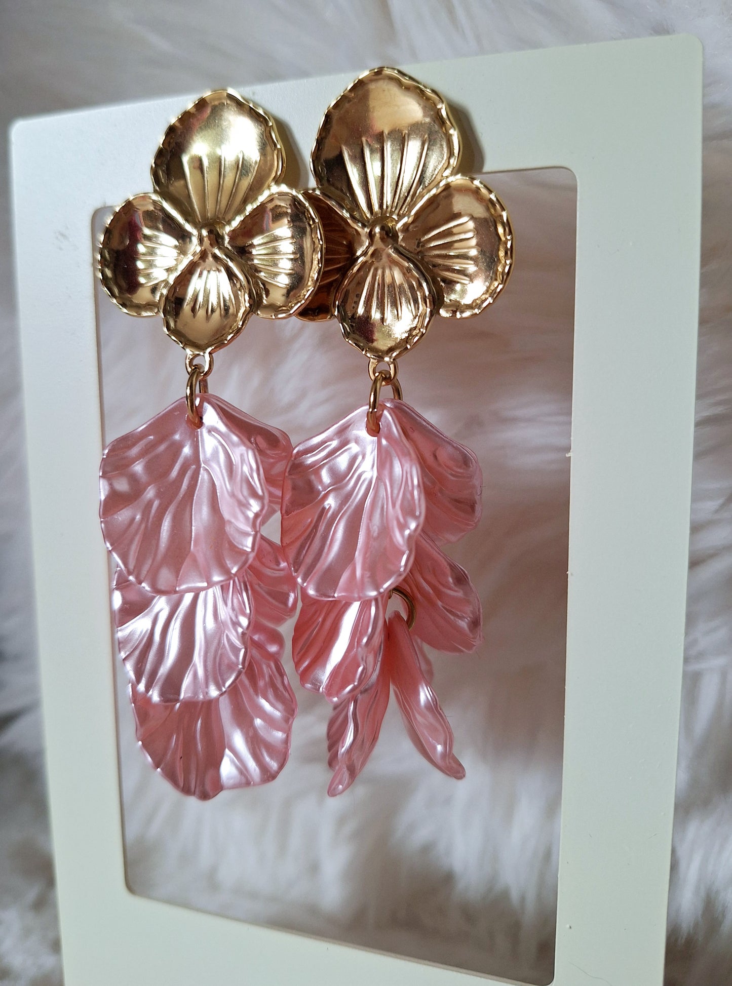 Bloemen Oorbellen | Lichtroze