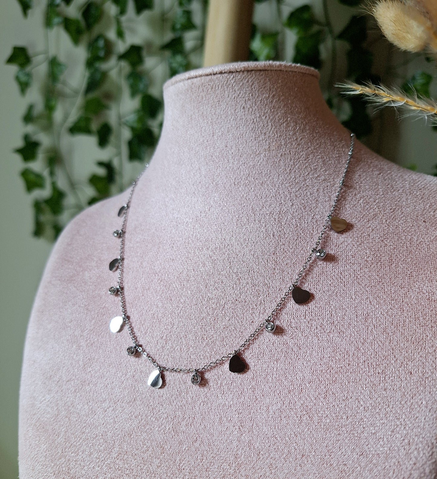 Volle Hart Diamant Ketting | Zilver