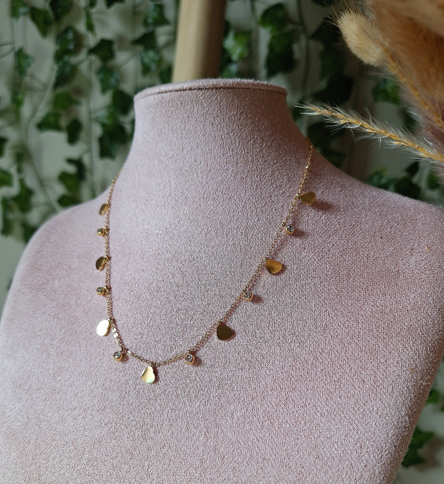 Volle Hart Diamant Ketting | Goud