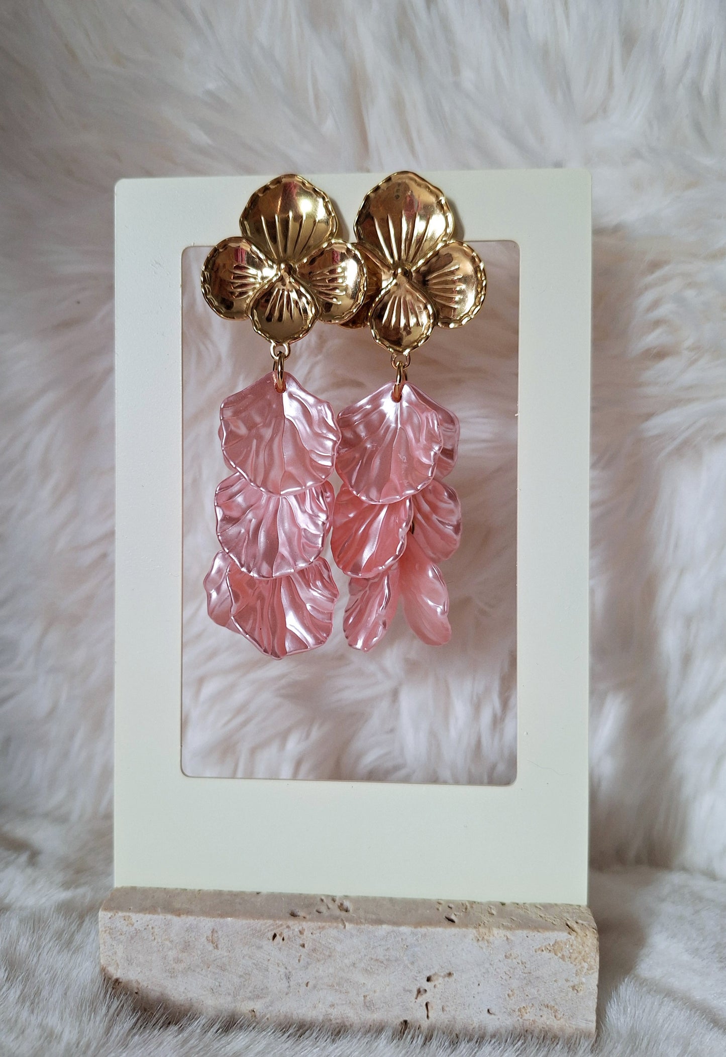 Bloemen Oorbellen | Lichtroze