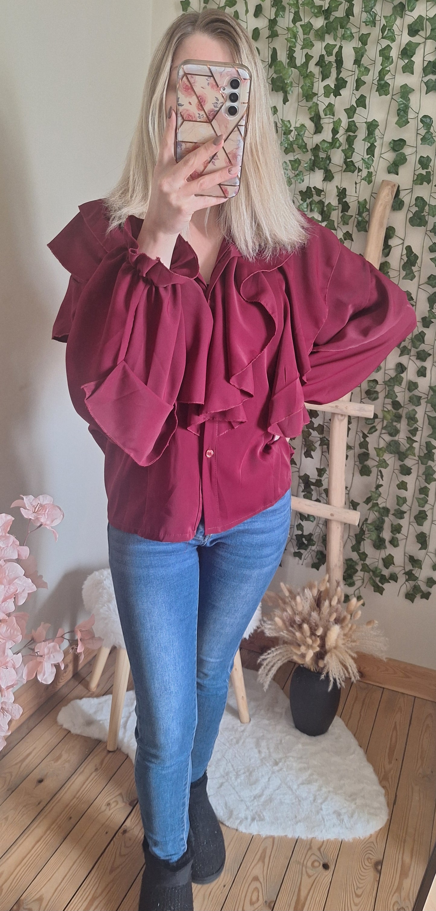 Chiara Ruffle Blouse | Bordeaux