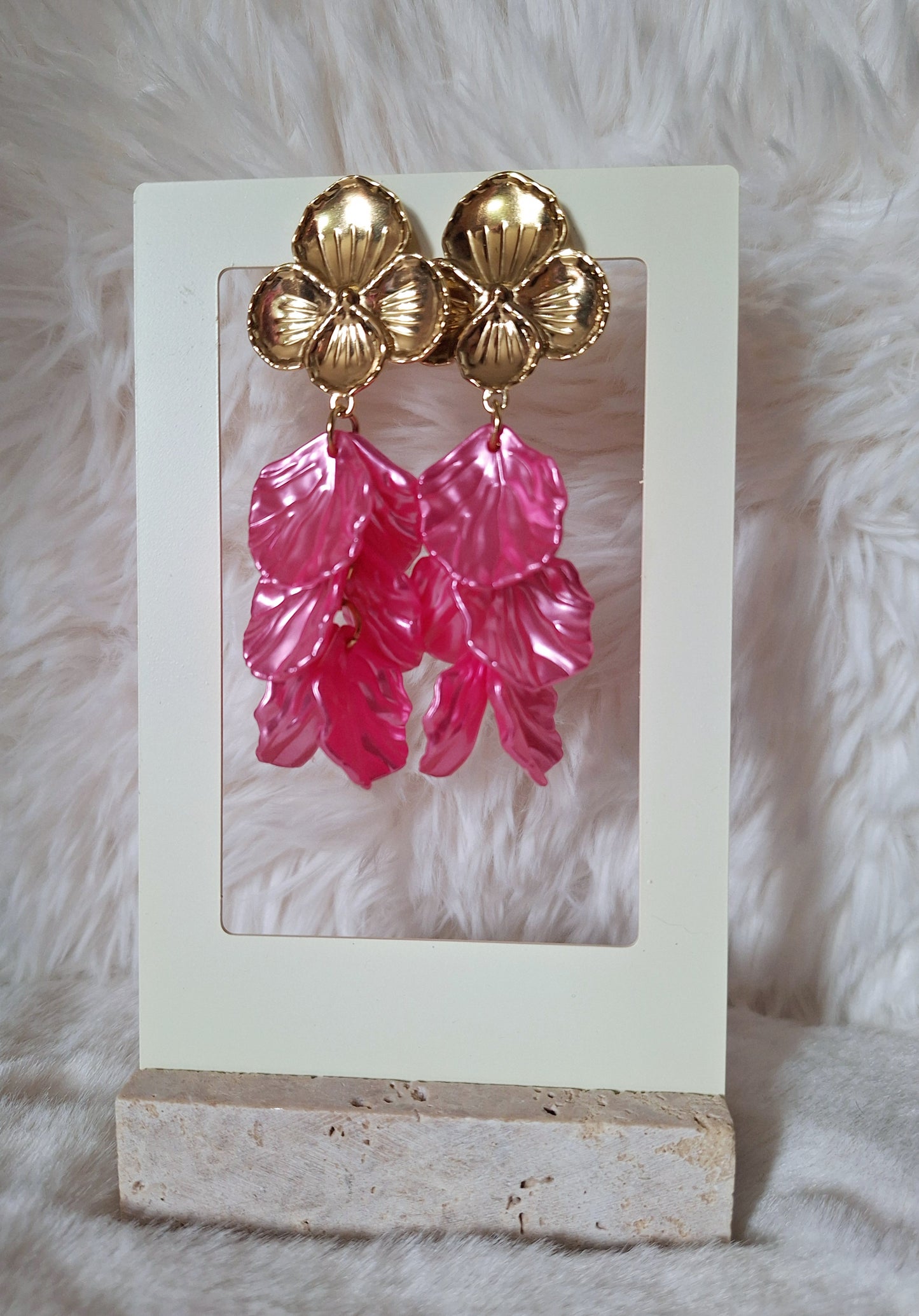 Bloemen Oorbellen | Fushia