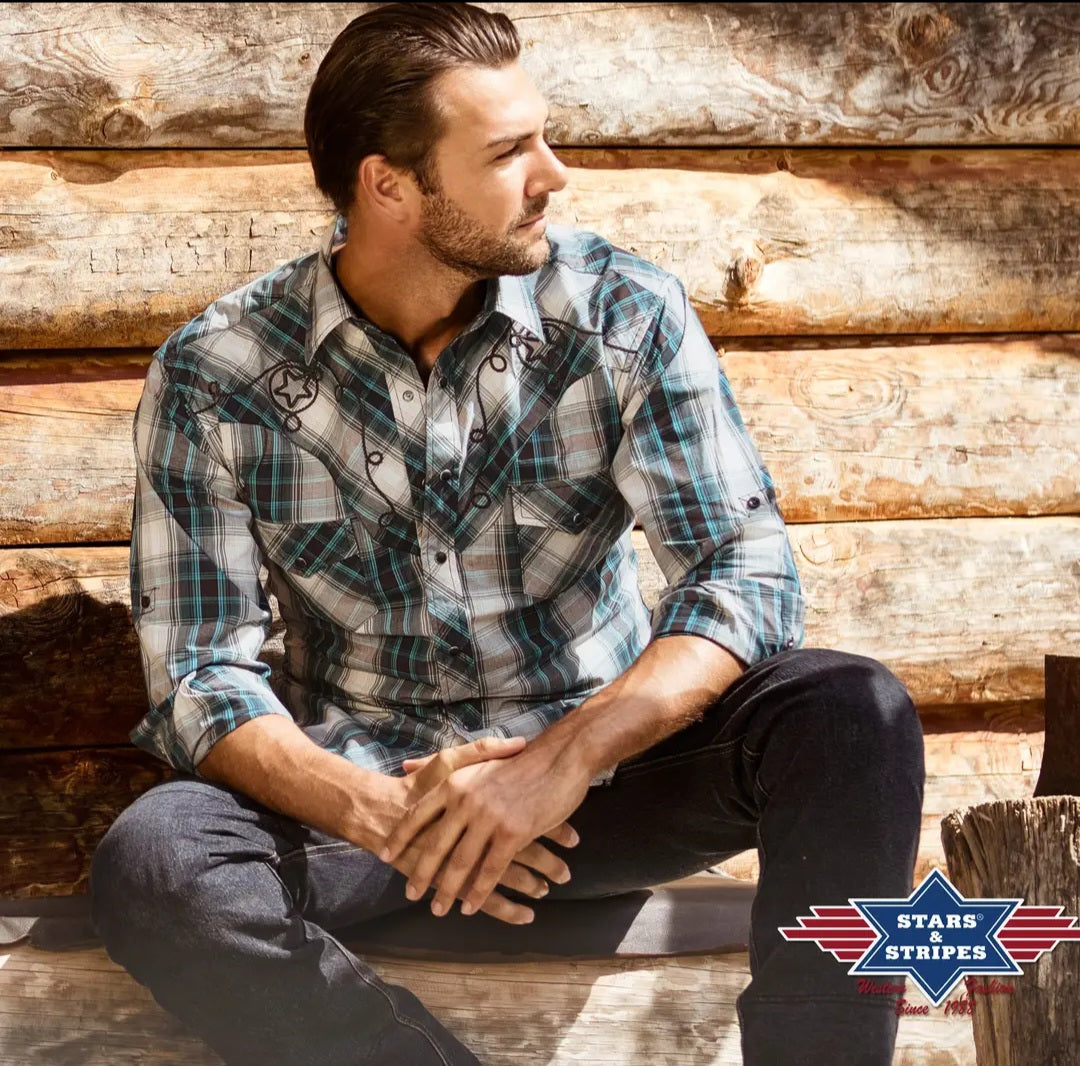 Western Hemd Jeff Blue