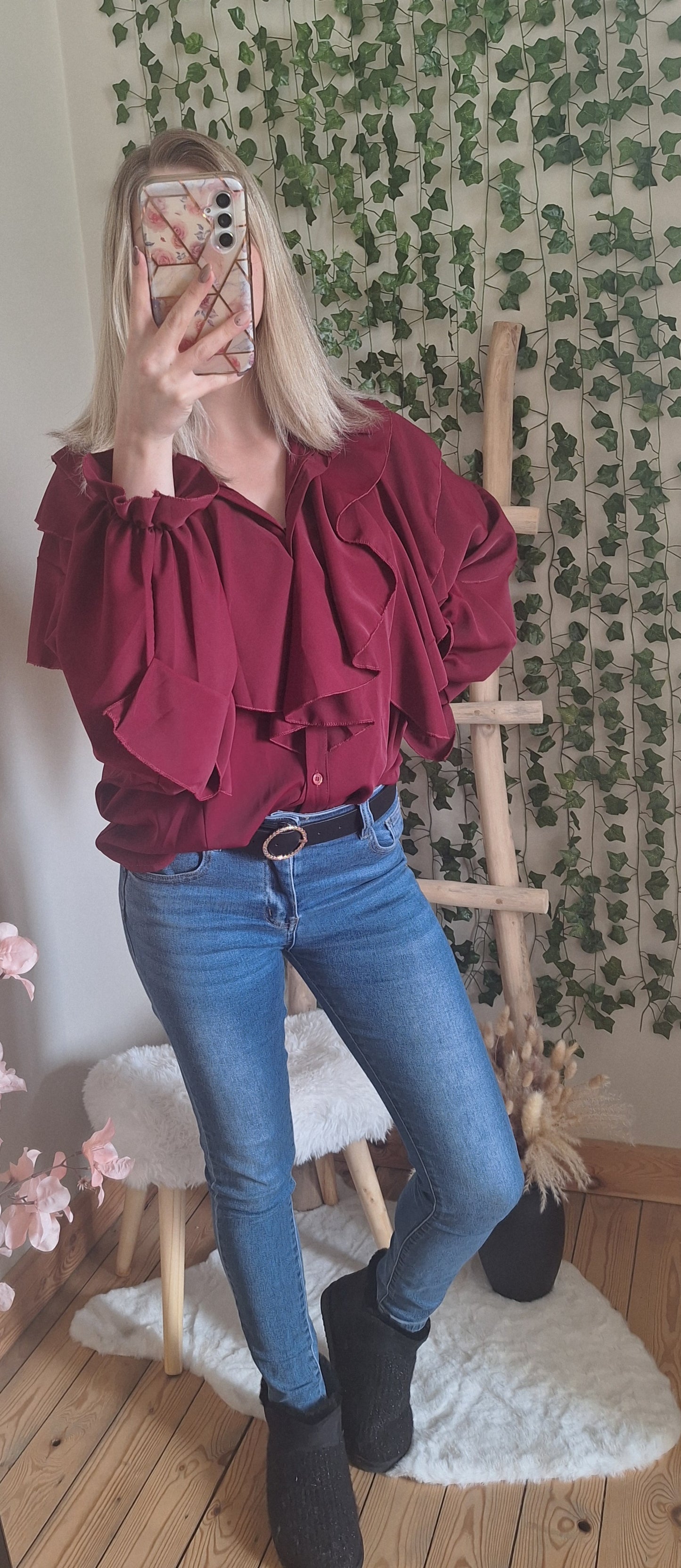 Chiara Ruffle Blouse | Bordeaux