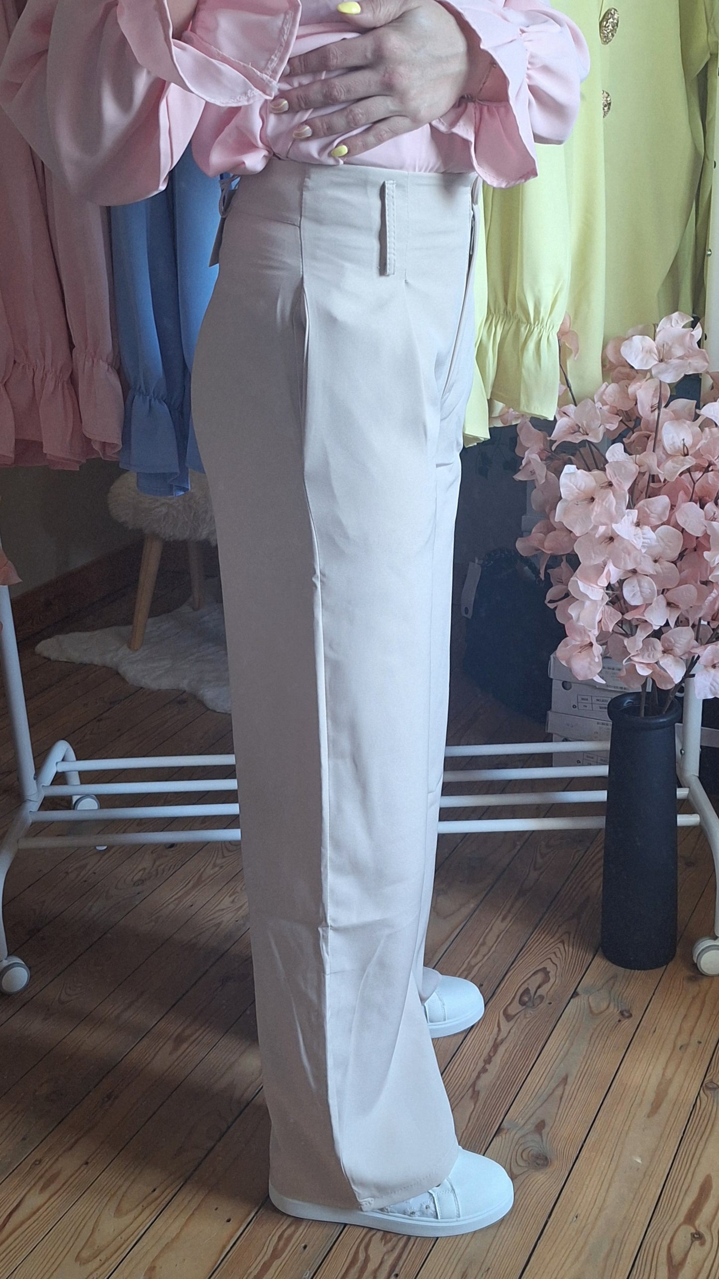 Wide Leg Pants | Beige